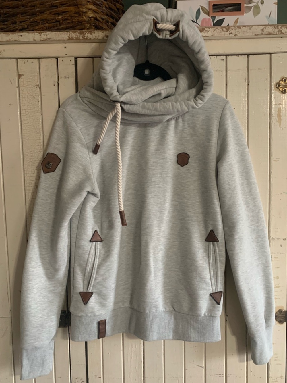 Naketano Heathered Grey Heavyweight Hoodie Ladies Large